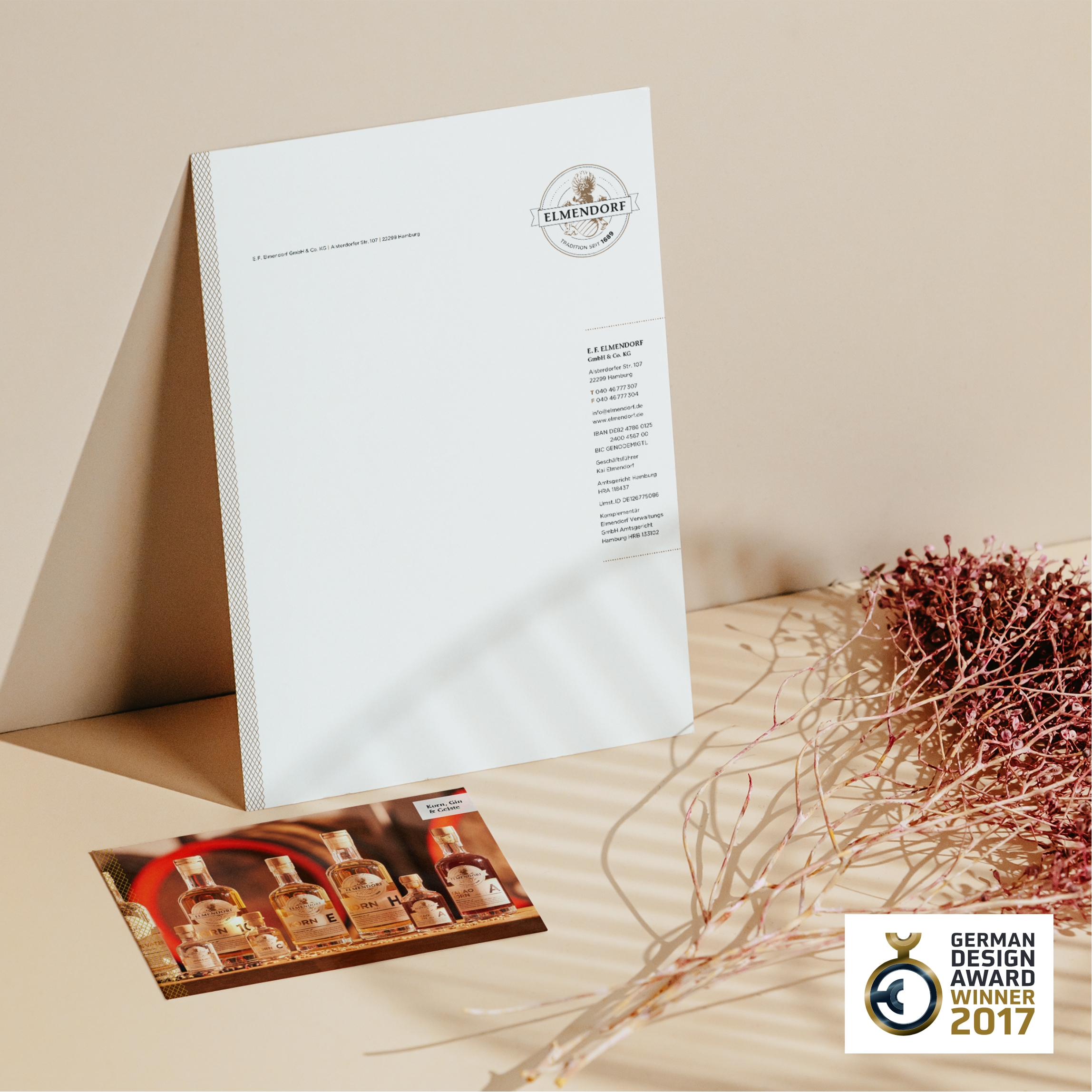 Corporate Design Elmendorf Briefbogen und Flyer Brennerei Elmendorf