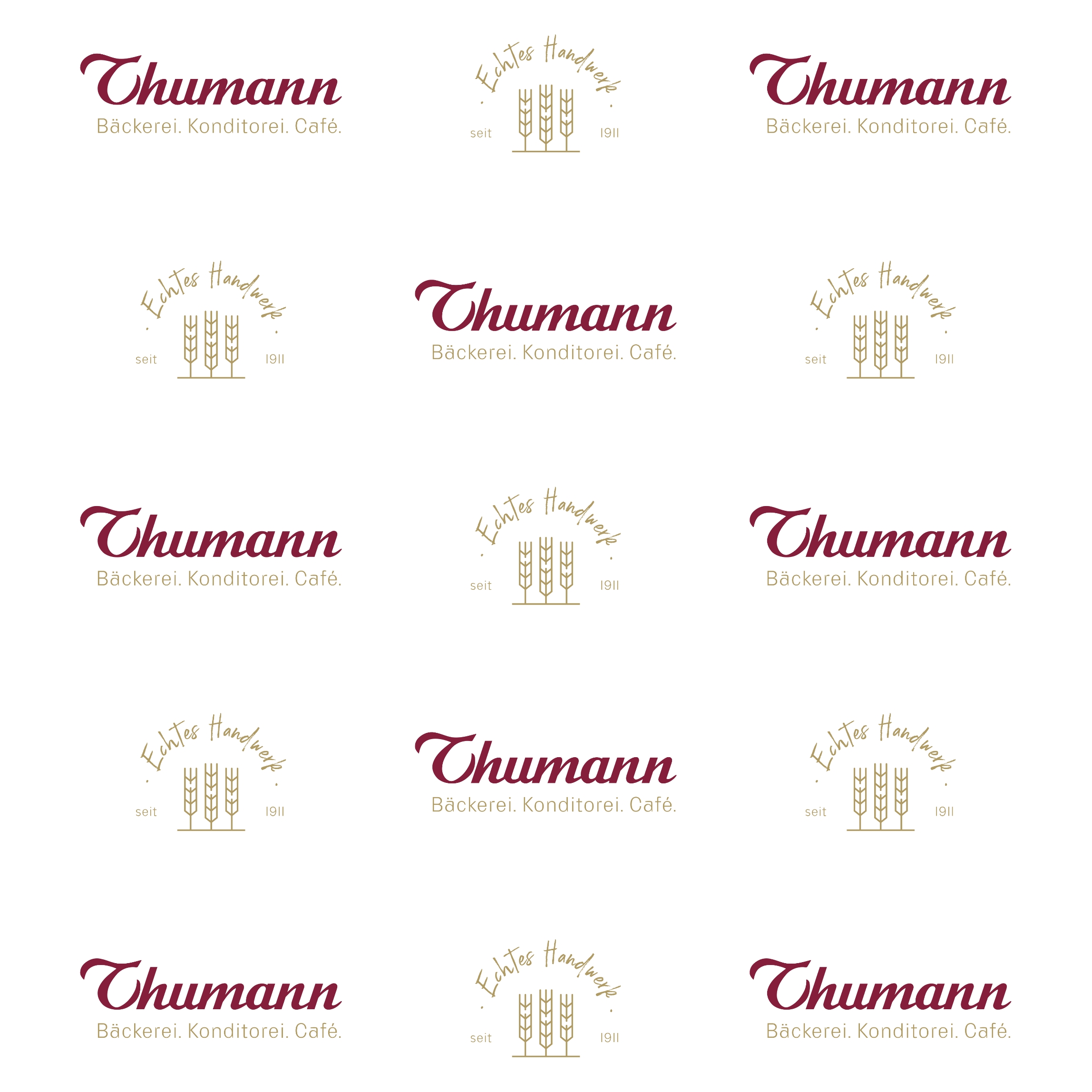 Corporate Design Elemente Designmuster aus Logo und Bildelement Bäckerei Thumann