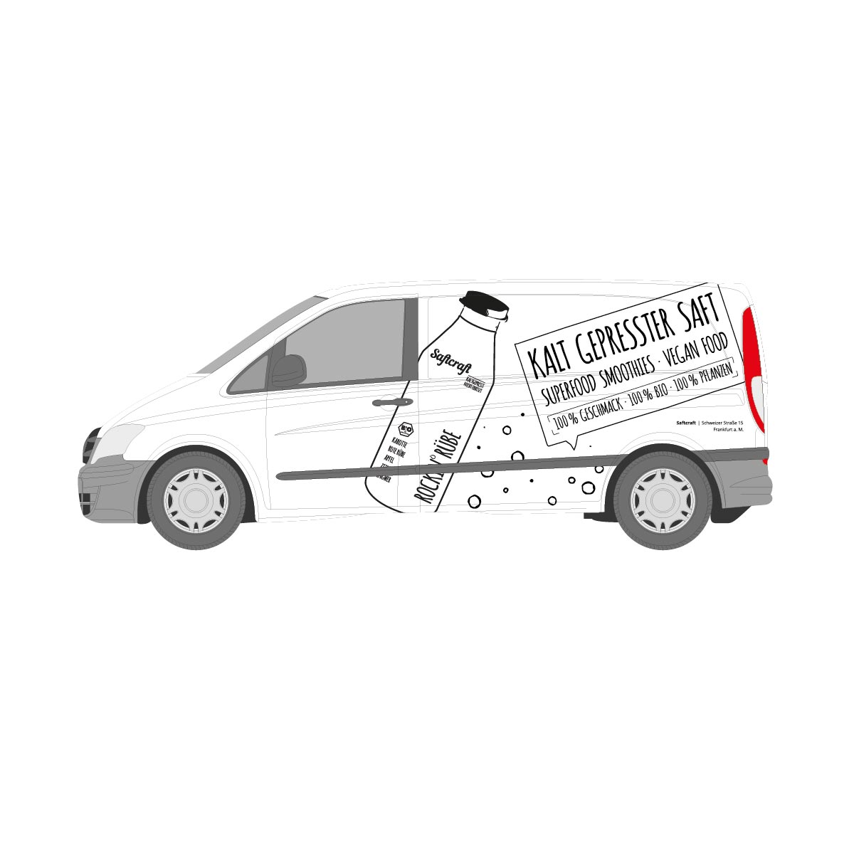 Fahrzeugbeschriftung Transporter Briefbogen und Flyer Brennerei Elmendorf