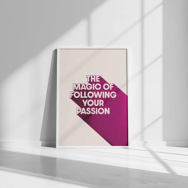 The magic of following your passion … 
Follow what feels right.
That’s where the magic begins.  Jetzt als A3 Poster erhältlich in vier Farbvarianten:
✨ Pure Gold
💙 Vibrant Blue
💖 Radiant Pink
💚 Energetic Green  Schreibt mit gern bei Interesse. Shop folgt in Kürze.  #TheMagicOfFollowingYourPassion
#StatementPoster
#PosterDesign
#FollowYourPassion
#Heißfolienprägung